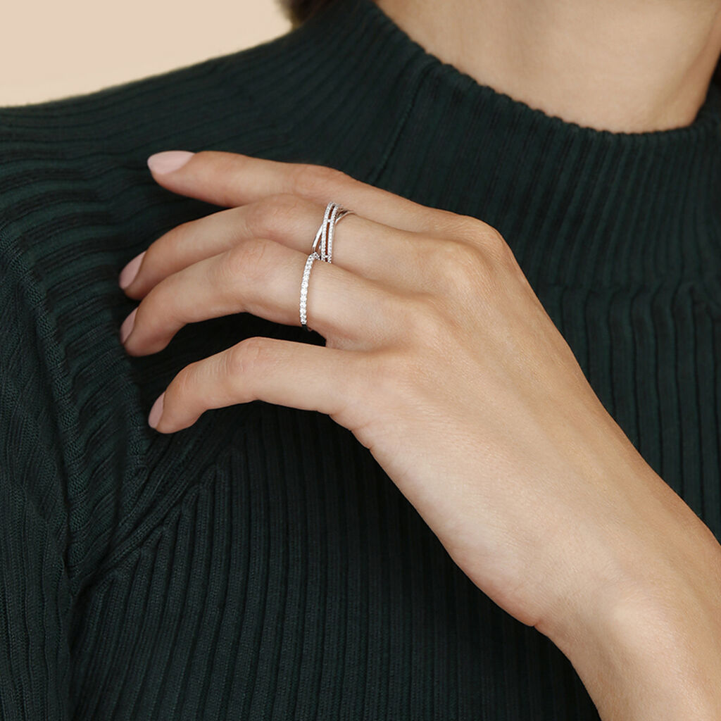 Damen Ring Weißgold 375 Diamant 0,13ct Julianne 3  - Ringe mit Stein Damen | OROVIVO