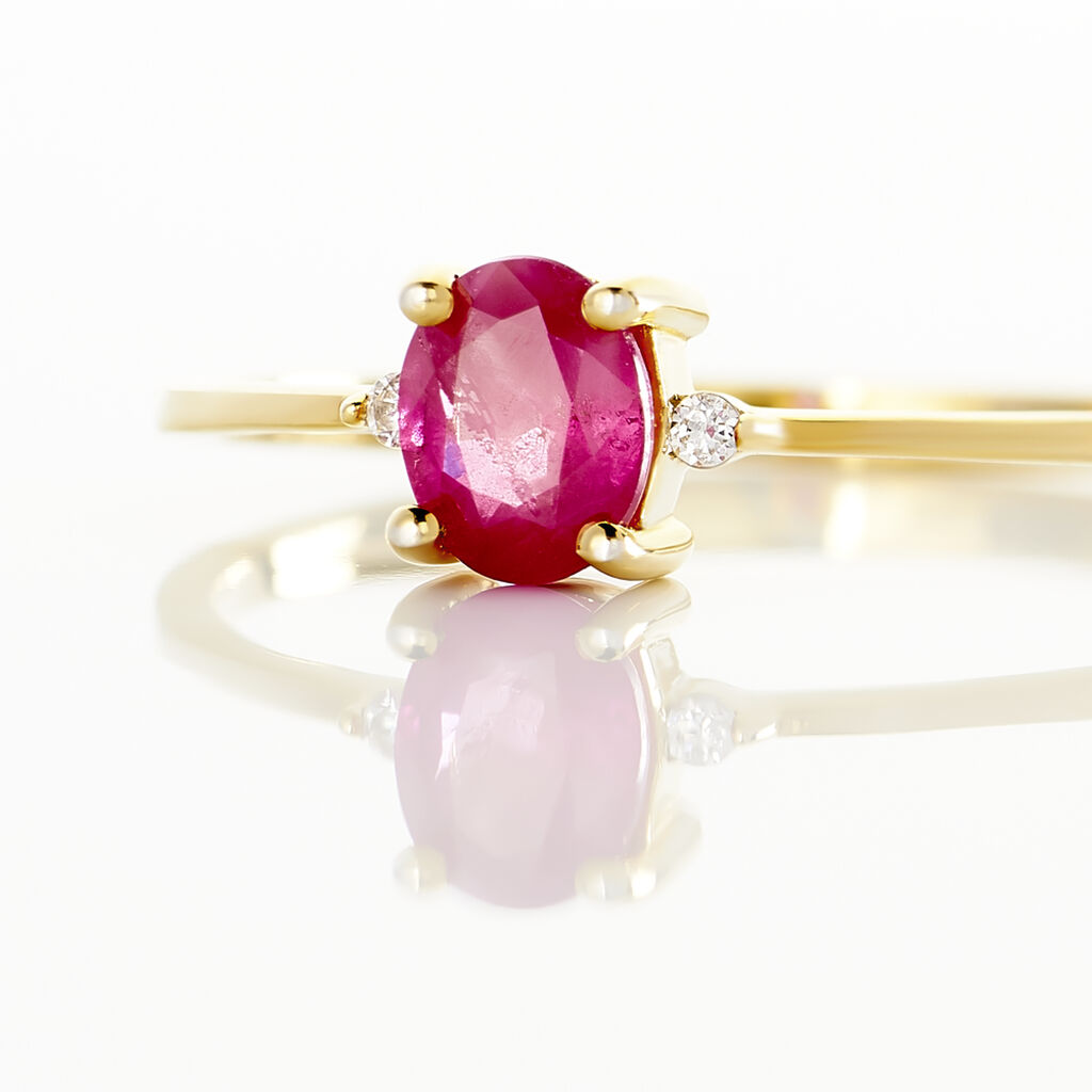 Bague Or Jaune Janah Rubis Et Diamants - Spannringe Damen | OROVIVO