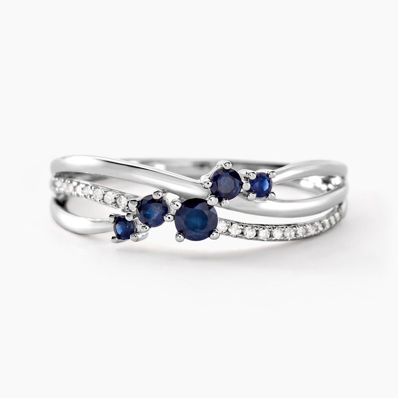 Bague Amarylis Or Blanc Saphir Diamant - Spannringe Damen | OROVIVO