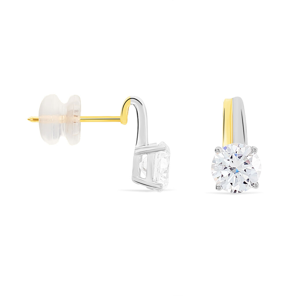 Boucles D'oreilles Puces Michele Or Bicolore Oxyde De Zirconium - Spannringe Damen | OROVIVO