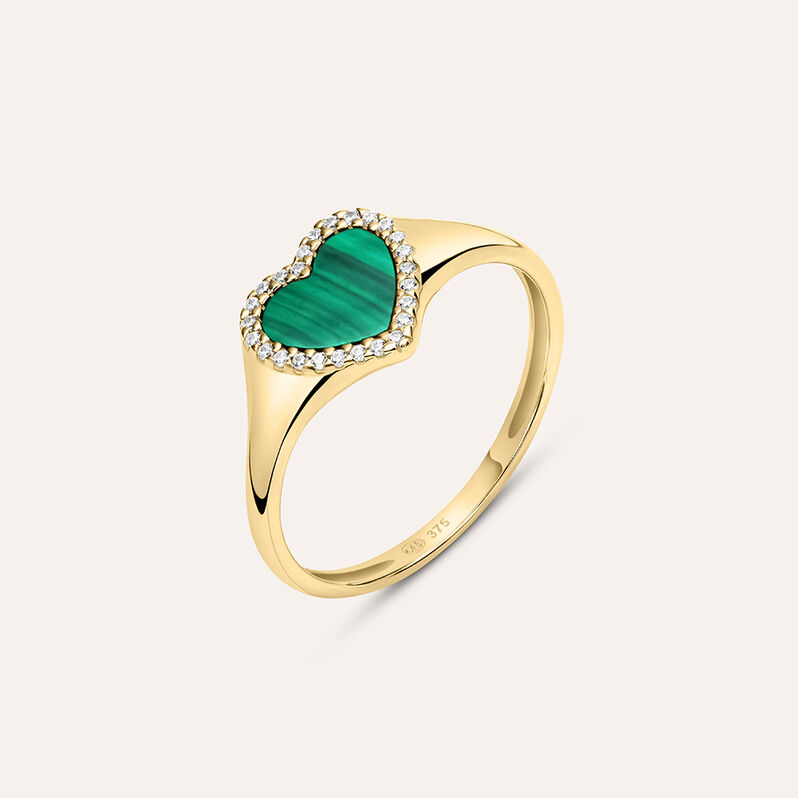 Anello Chevalier Beverly Oro Giallo Malachite Cubic Zirconia - Spannringe Damen | OROVIVO
