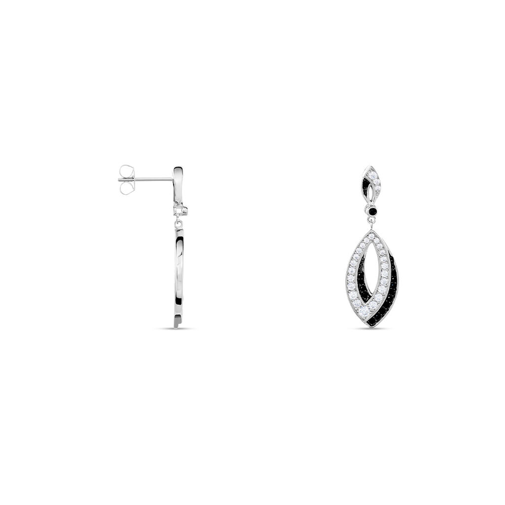 Damen Ohrringe Lang Silber 925 Zirkonia Multicolour Mandel Liv  - Ohrringe mit Stein Damen | OROVIVO