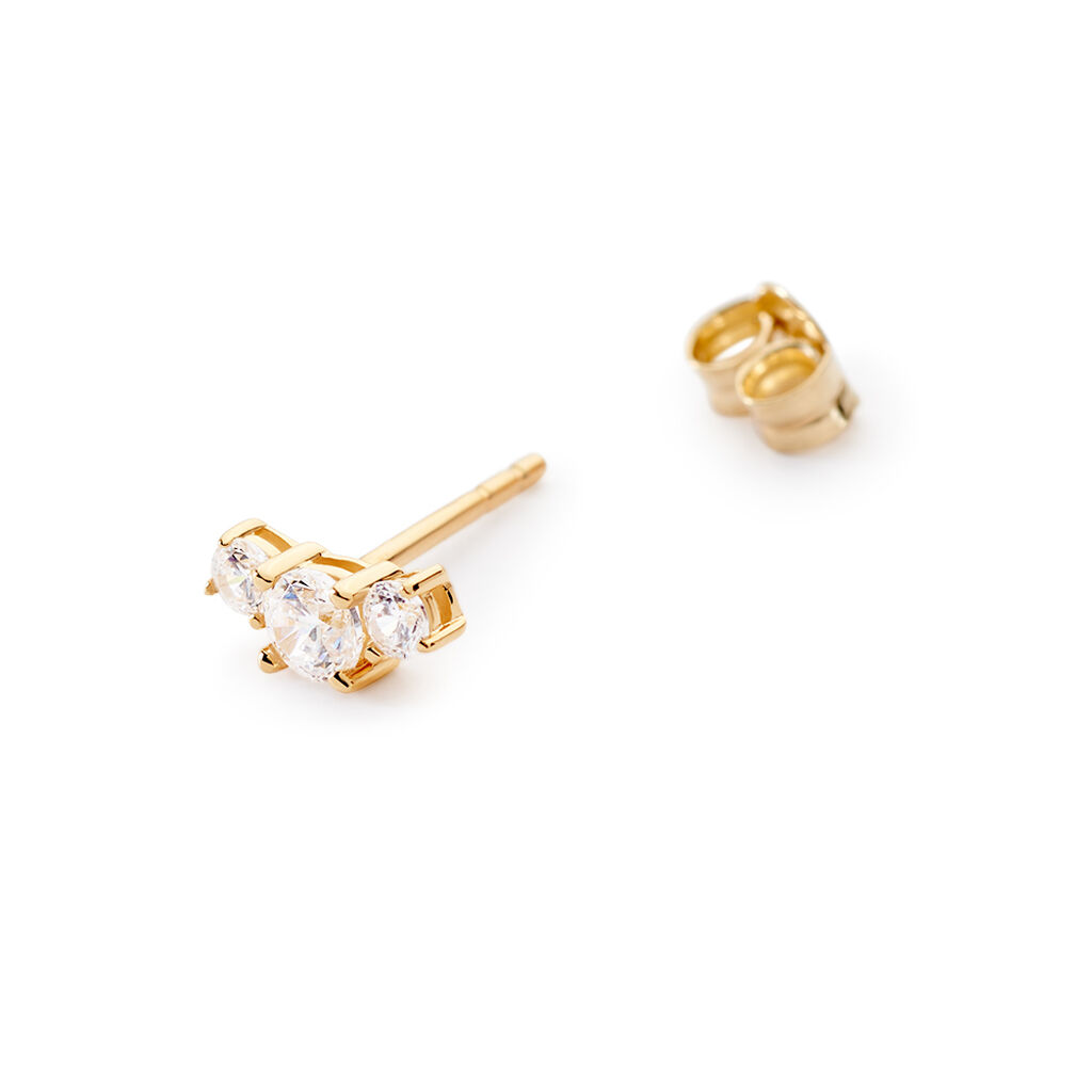 Trilog Damen Ohrstecker Gold 375 (9 Karat) Zirkonia Wei&szlig;