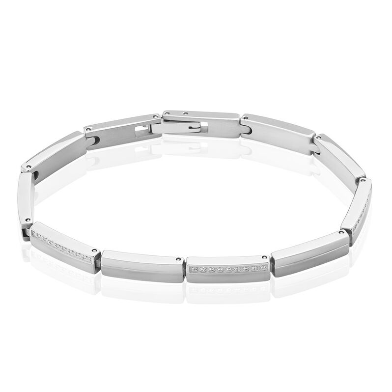 KIMBERLY Damen Armband Titan Zirkonia Wei&szlig; 0,220 ct Rechteckig B 5 mm - Armb&auml;nder mit Anh&auml;nger Damen | OROVIVO