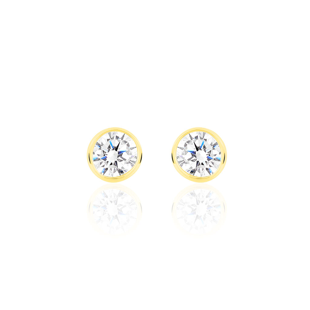 ZARGE Damen Ohrstecker Gold 375 (9 Karat) Zirkonia Wei&szlig; 0,97 ct Kreis