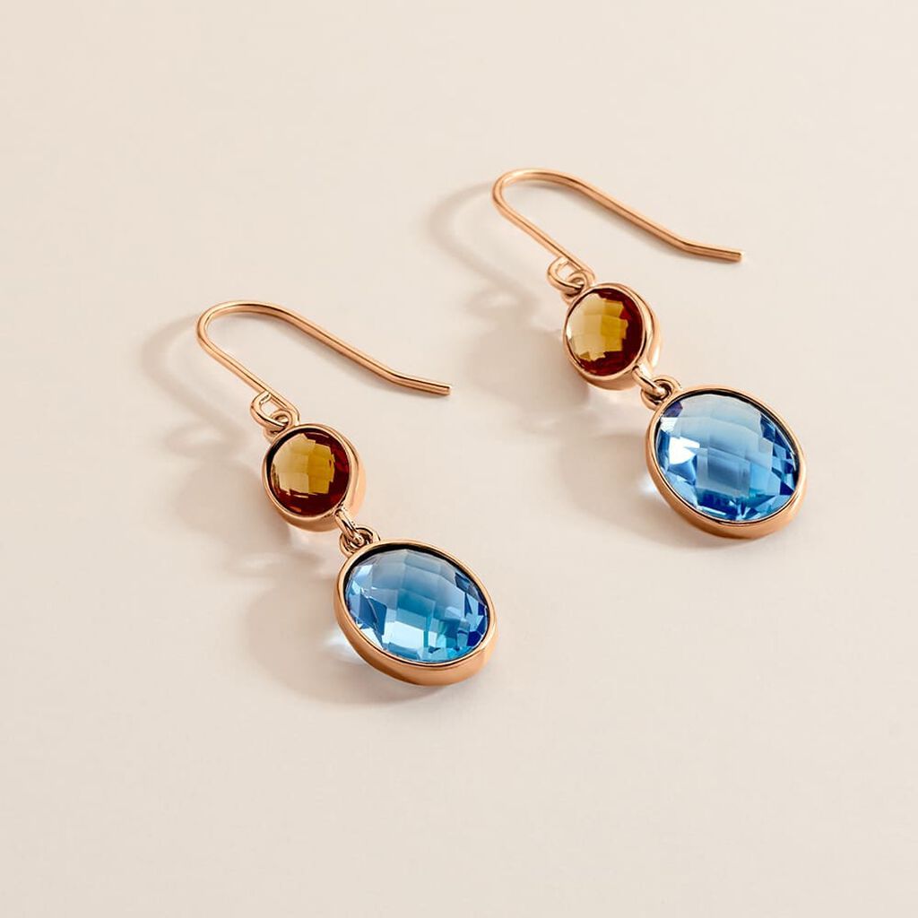 TIANA Damen Ohrringe Lang Silber rosevergoldet 925 Glas Multicolour