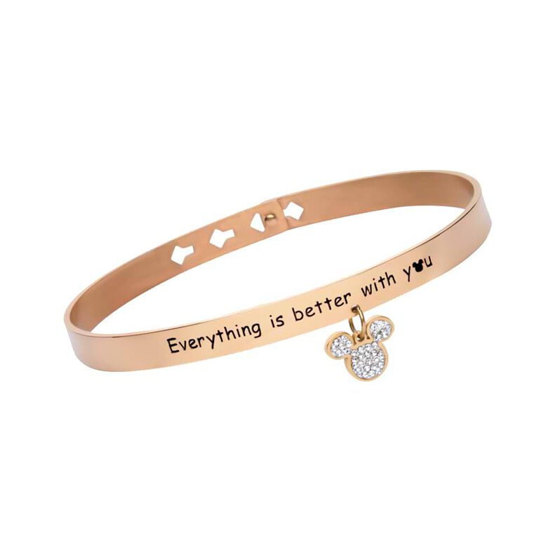 Bangle Lady Message Acciaio Rosato Disney e Cristalli - Spannringe Damen | OROVIVO