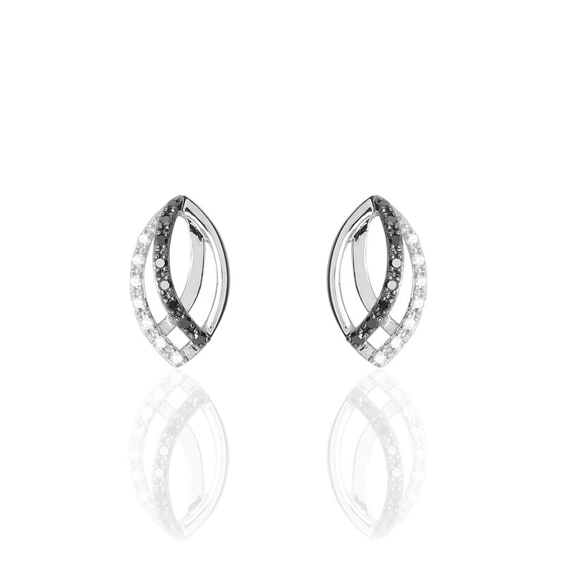 Boucles D'oreilles Puces Arielie Or Blanc Diamant - Spannringe Damen | OROVIVO