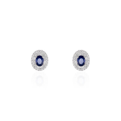 JAKKA Damen Ohrstecker Weißgold 750 (18 Karat) Saphir Blau 0,88 ct - Ohrstecker  | OROVIVO
