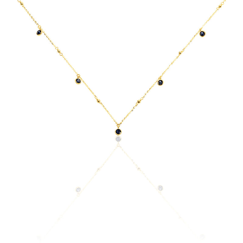 TALILA 1 Damen Collier Gold 375 (9 Karat) Zirkonia Blau 0,16 ct Kreis - Halsketten Damen | OROVIVO