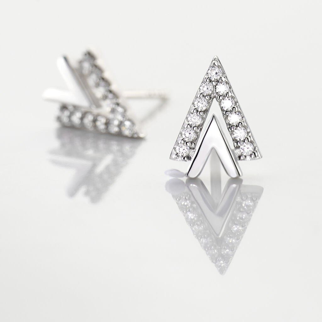 AMELLIA DREIECK 6 Damen Ohrstecker Silber 925 Zirkonia Wei&szlig;