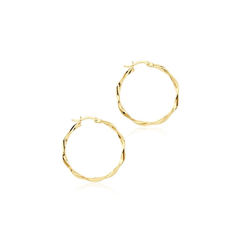 Damen Creolen Gold 375 Oval Twist 28,5cm 25,00mm, Creolen ohne Stein