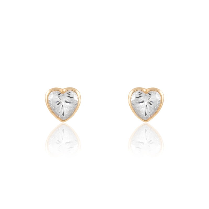 INKA Damen Ohrstecker Gold 375 (9 Karat) Zirkonia Wei&szlig; 1,6 ct Herz - Ohrstecker Damen | OROVIVO
