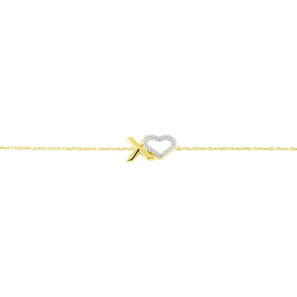 Damen Armkette Gold 375 Zirkonia Herz Xoxo 0,65mm - Armketten Damen | OROVIVO
