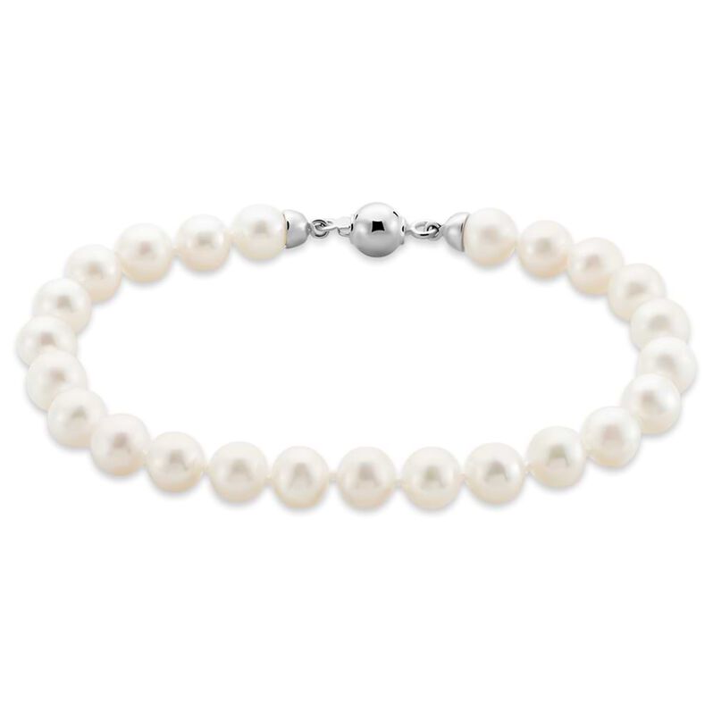 Bracciale Gabrielle Oro Bianco Perla D'Acqua Dolce - Spannringe Damen | OROVIVO