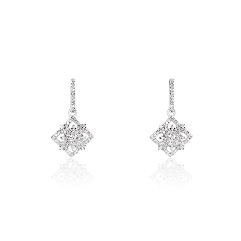Boucles D'oreilles Pendantes Ever Blossom Or Weiss Diamant - Spannringe Damen | OROVIVO