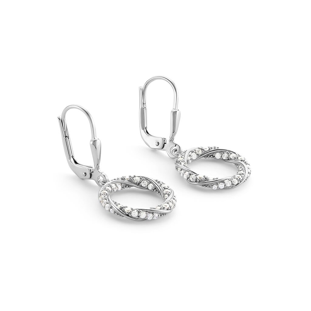 AMARA Damen Ohrringe Lang Silber 925 Andere Steine Wei&szlig; Spirale