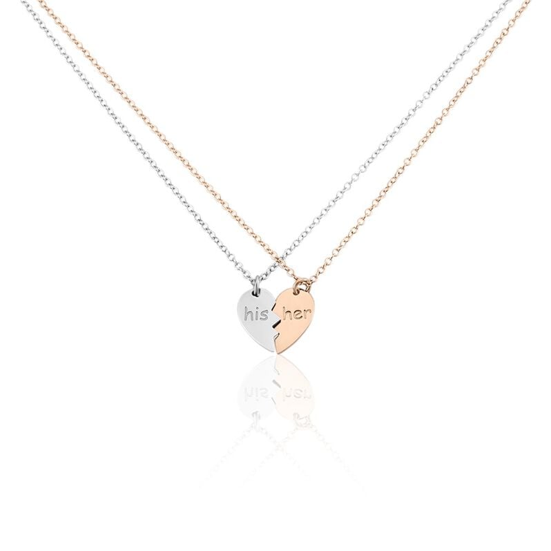 Damen Collier Silber Bicolor 925 Herz B 1,5 mm - Halsketten Damen | OROVIVO