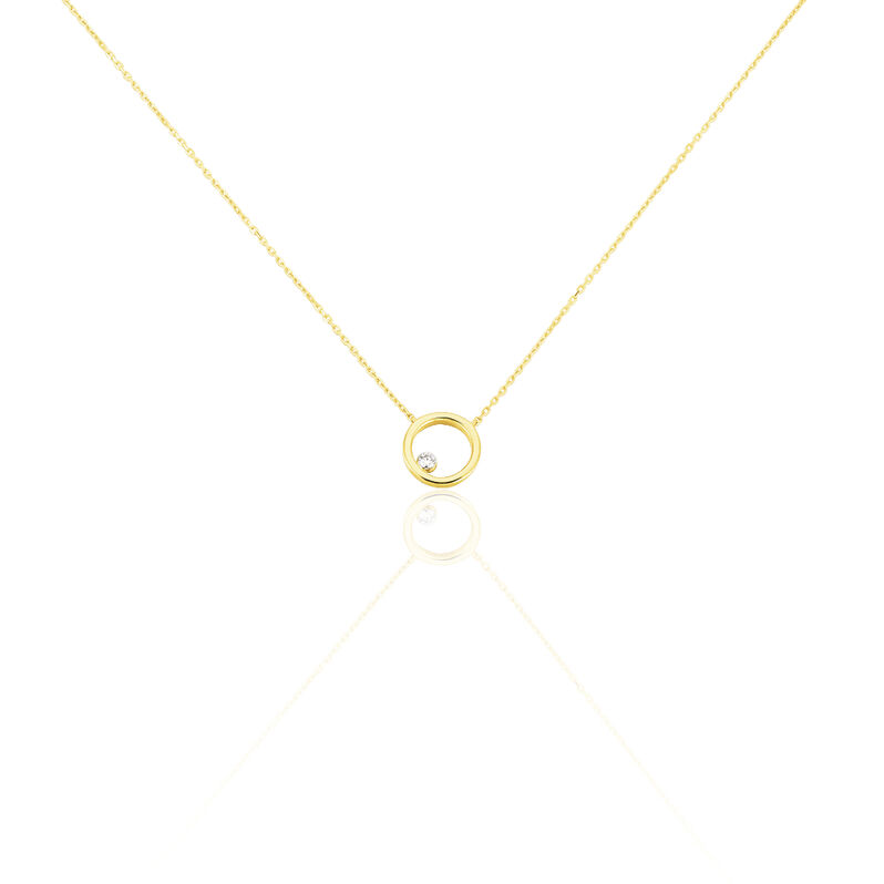 INVISIBLE 3 Damen Collier Gold 750 (18 Karat) Diamant Wei&szlig; 0,040 ct Kreis - Halsketten Damen | OROVIVO