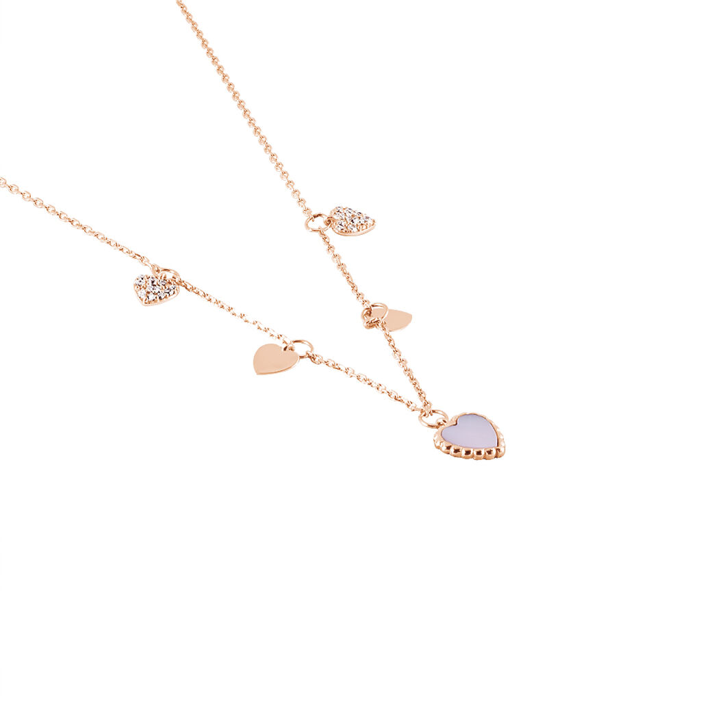 RHEA Damen Collier Rosegold 375 (9 Karat) Zirkonia Wei&szlig; 0,03 ct Herz