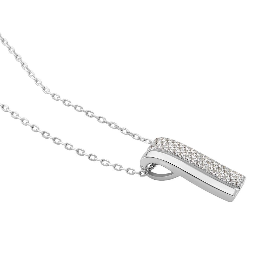 ROSSANA Damen Collier Silber 925 Zirkonia Wei&szlig; Balken