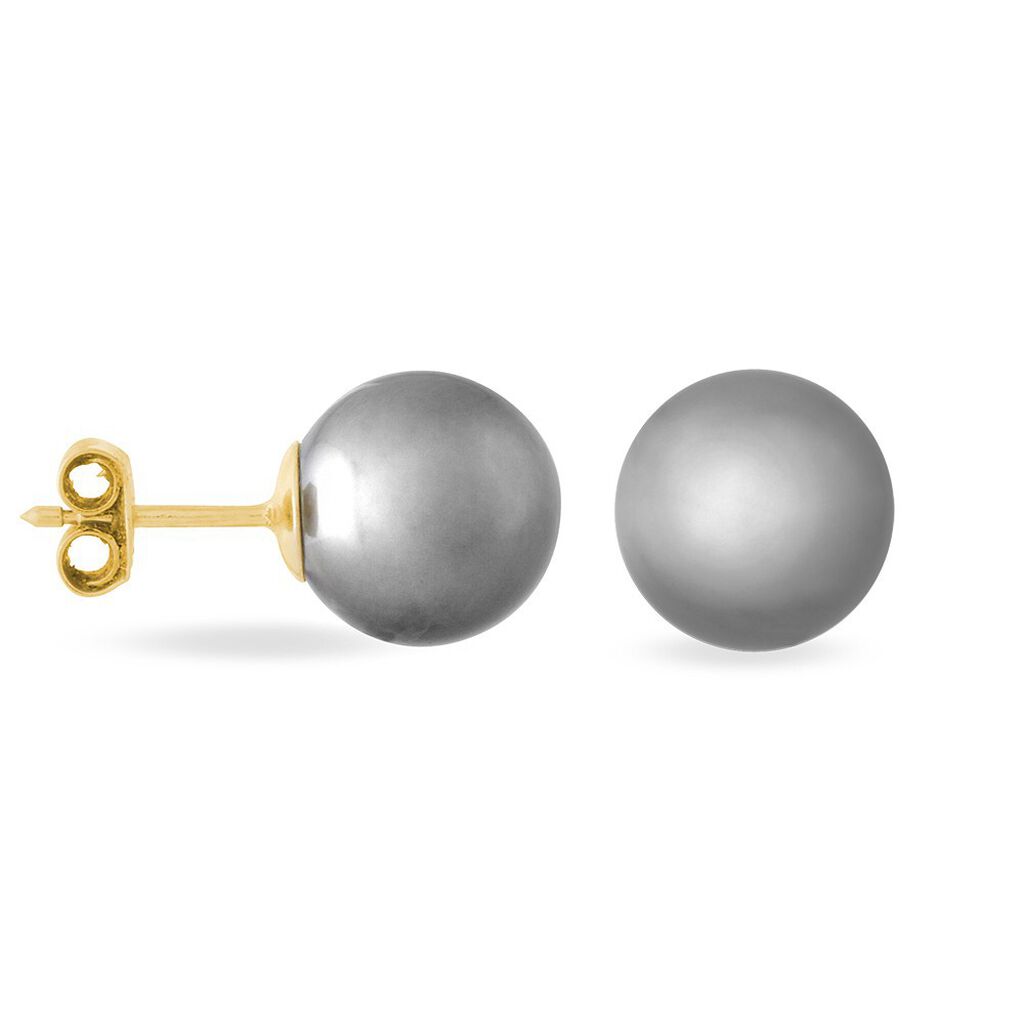 Boucles D'oreilles Puces Lu-ann Or Jaune Perle De Culture De Tahiti - Spannringe Damen | OROVIVO