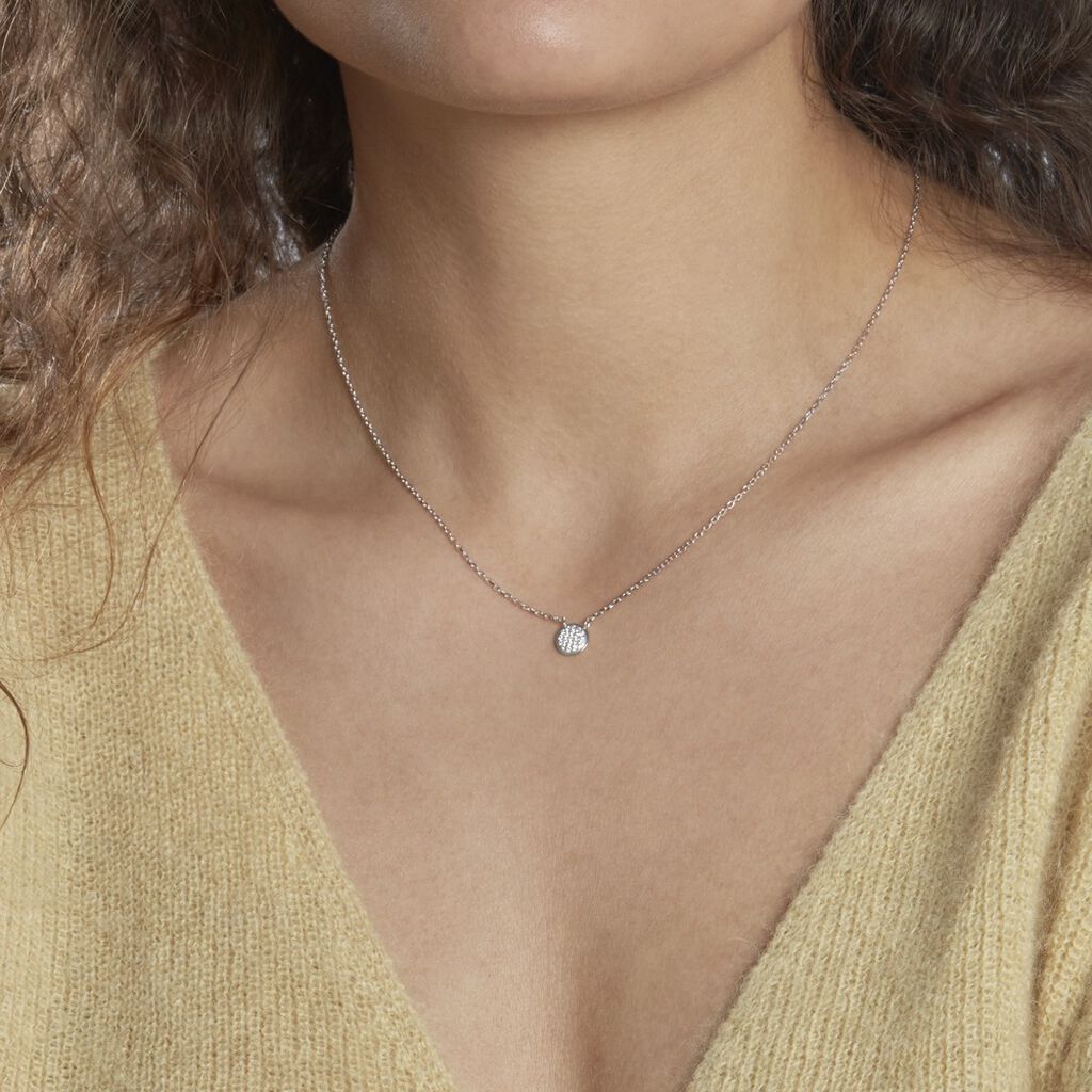 Collier Argent Rhodie Vickie Forme Ronde Pavage Oxydes De Zirconium - Spannringe Damen | OROVIVO