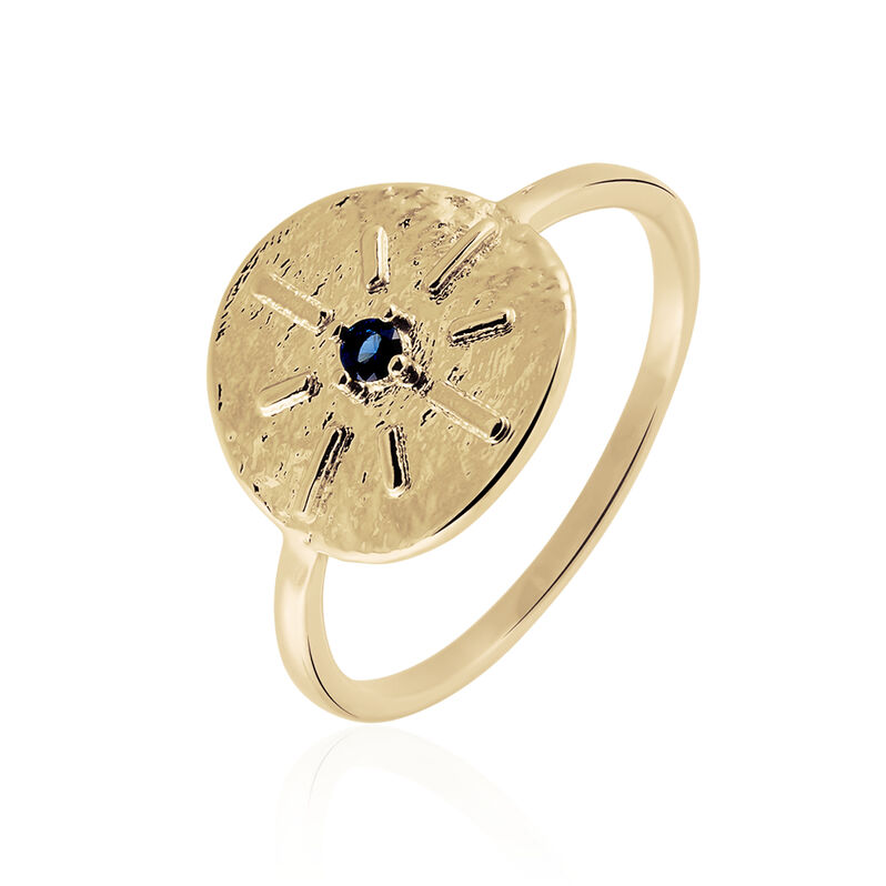 Bague Plaque Or Milia Pierre Bleue - Spannringe Damen | OROVIVO