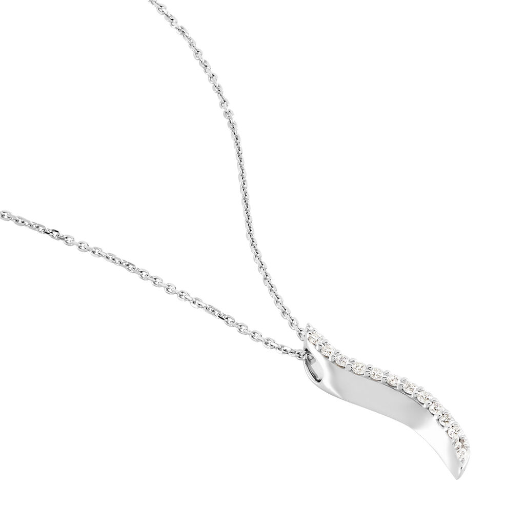 LATA Damen Collier Wei&szlig;gold 375 (9 Karat) Diamant Wei&szlig; 0,1 ct Welle