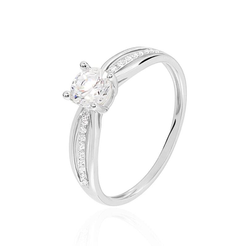 Bague Solitaire Apryl Or Blanc Oxyde De Zirconium - Spannringe Damen | OROVIVO