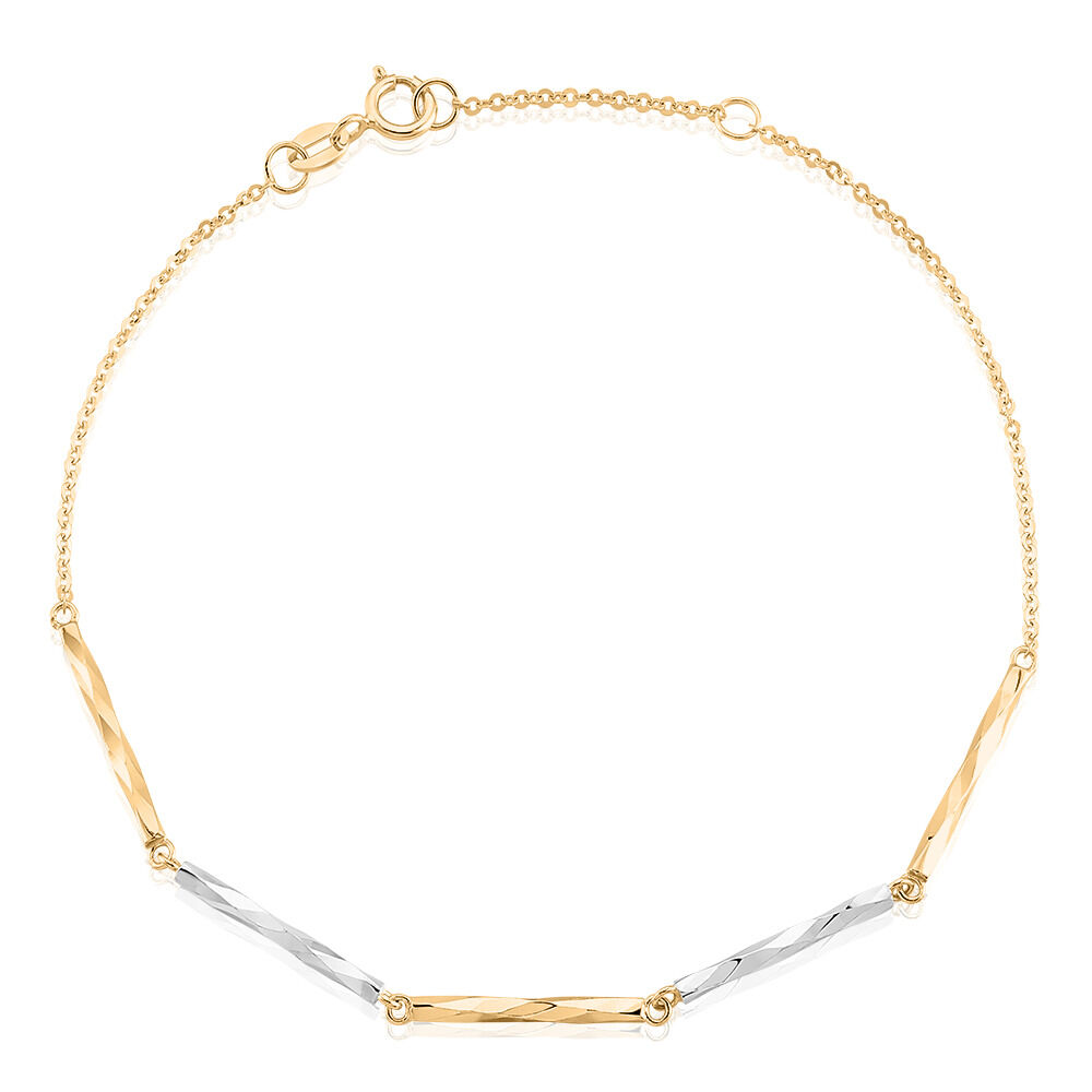 🦚 Damen Armband Gold Bicolor Gelb/Silber 585 Jutui 2 1,9cm, Armband ohne Stein