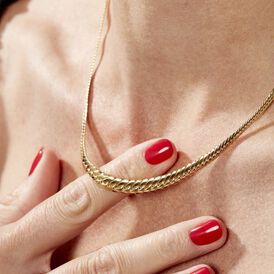 Damen Schlangenkette Flach Messing Gold Vergoldet - Ketten Damen | OROVIVO