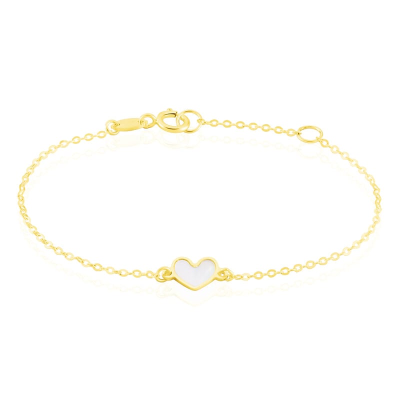Bracelet Or Jaune Amaryllis Cœur Nacre - Spannringe Kinder | OROVIVO