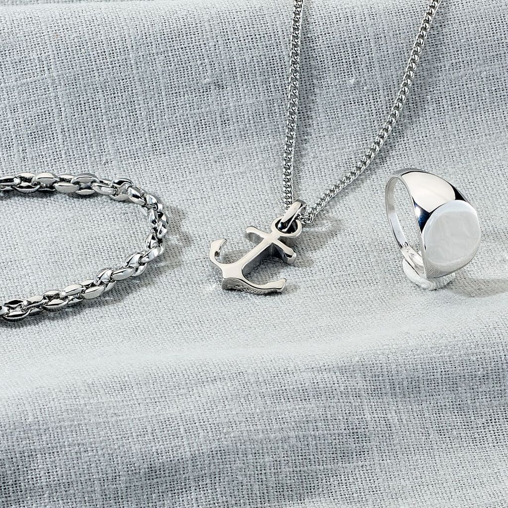 ALBE Herren Collier Edelstahl Anker