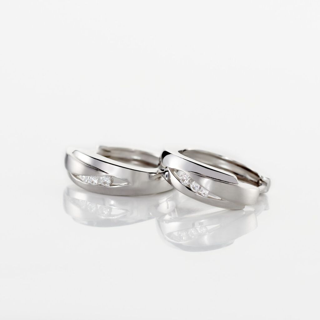 Damen Creolen Silber 925 Zirkonia Wei&szlig;