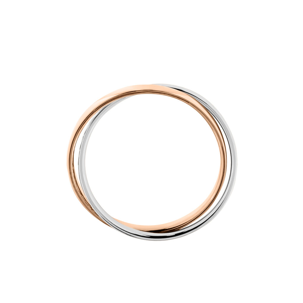 Alliance Double Anneaux Ruban Plat Or Bicolore - Spannringe Damen | OROVIVO