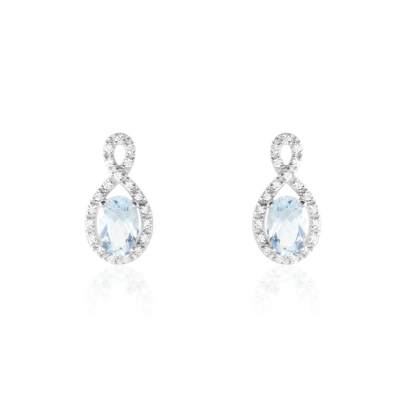 Boucles D'oreilles Puces Or Blanc Topaze Et Oxyde De Zirconium - Spannringe Damen | OROVIVO
