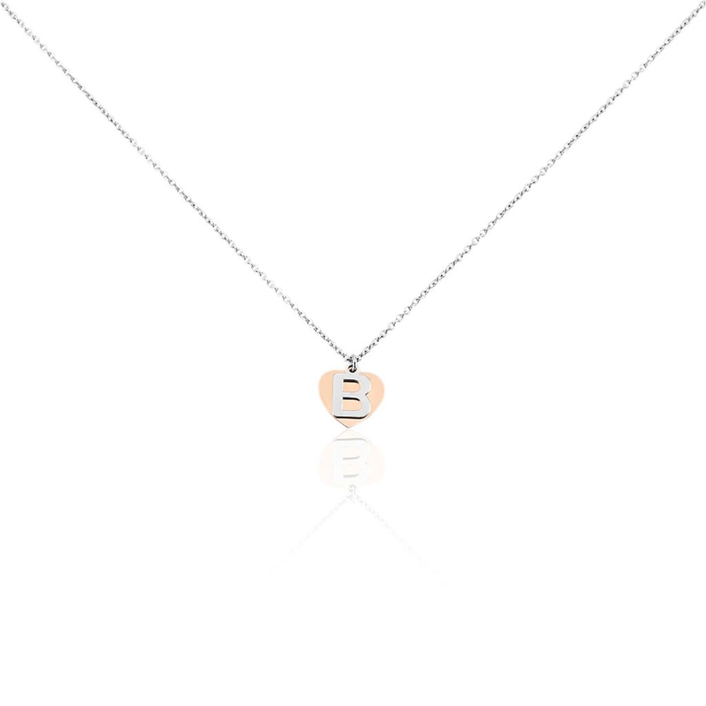 BERA Damen Collier Silber Bicolor 925 Herz, Collier ohne Stein