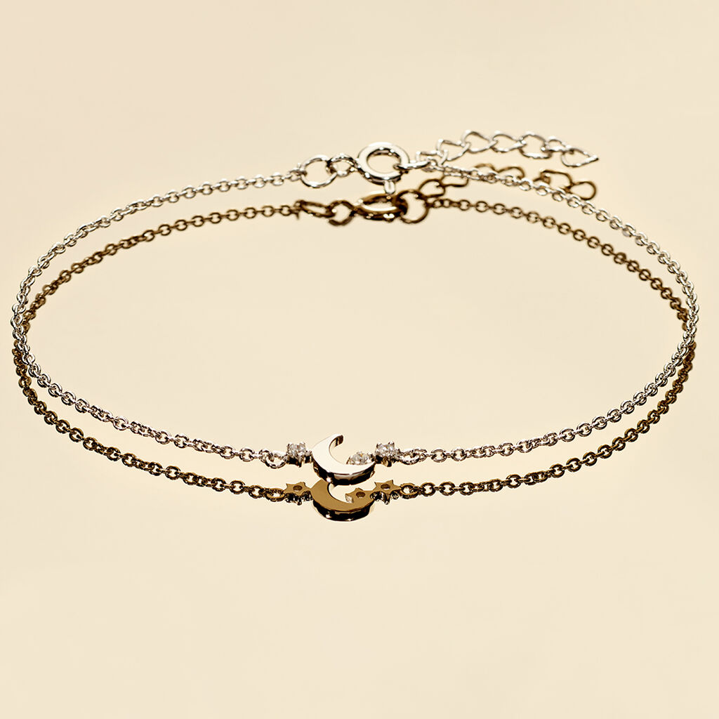 MADINA Damen Armband Silber 925 Zirkonia Wei&szlig; 0,09 ct Mond B 2 mm