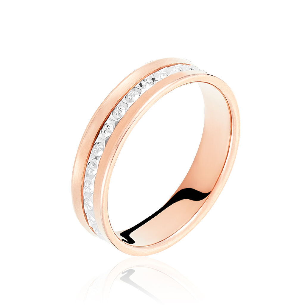 Alliance Fantaisie Diamantee Ruban Plat Or Bicolore - Spannringe Damen | OROVIVO