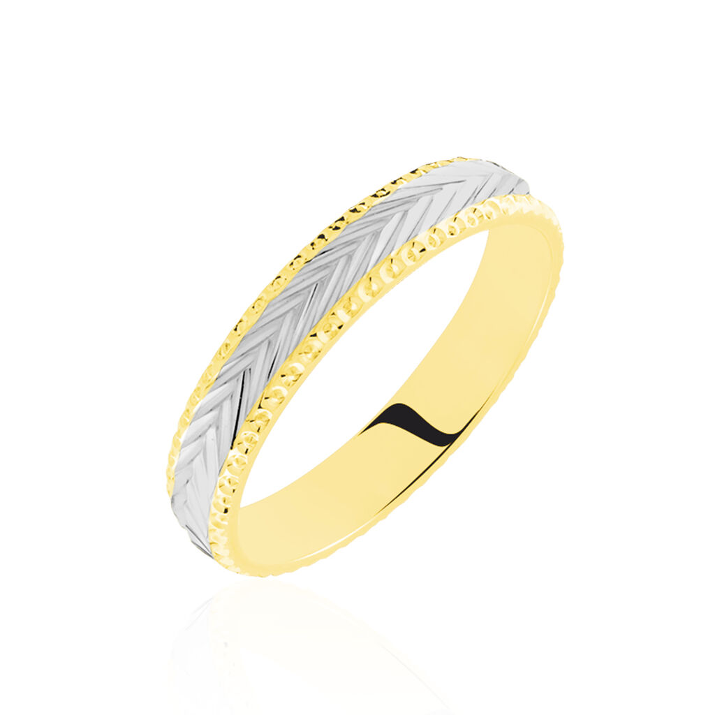 Alliance Or Bicolore Jaune Et Weiss Marzelle Fantaisie - Spannringe Unisex | OROVIVO