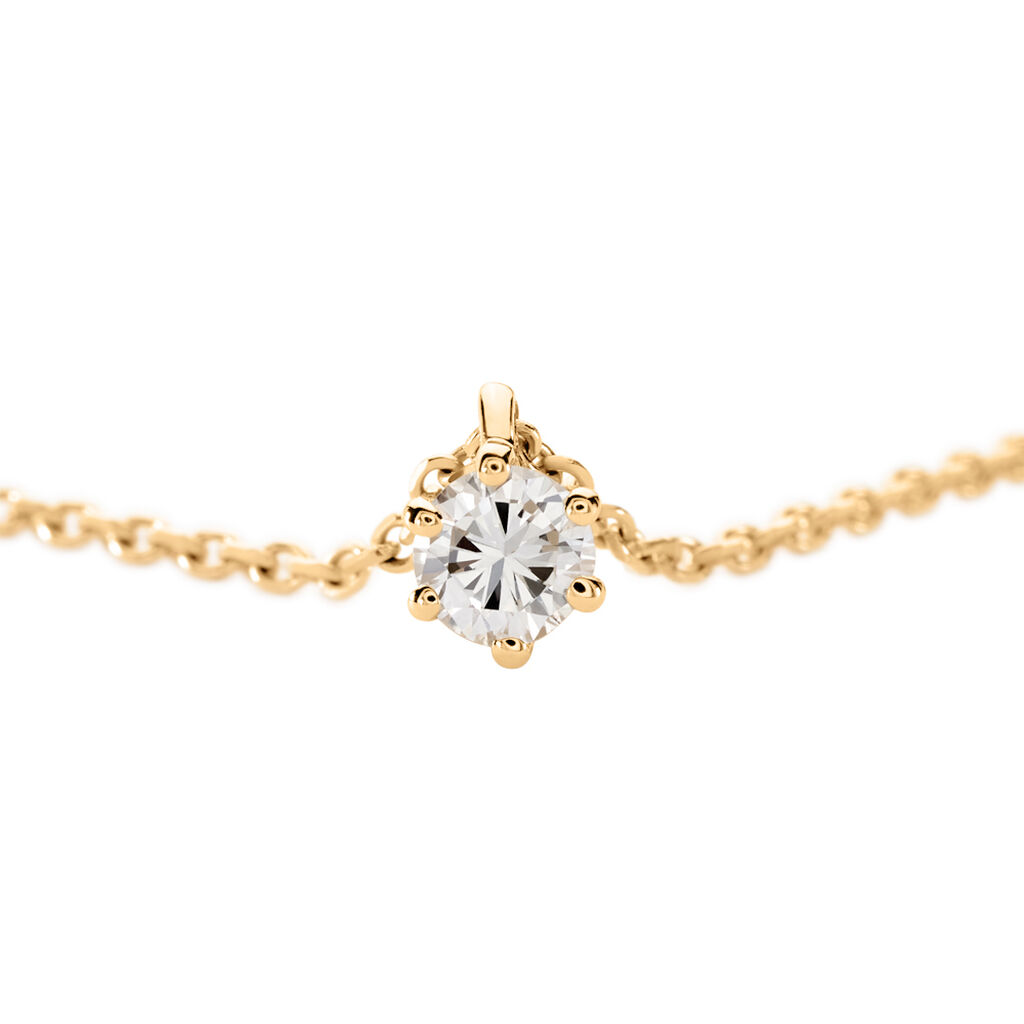 MONOPOLI Damen Collier Gold 585 (14 Karat) Diamant Wei&szlig; 0,16 ct