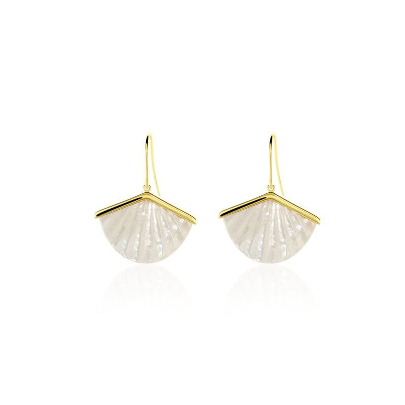 Damen Ohrringe Lang Gold 375 Perlmutt Perlmutt Arielle  - Sommerschmuck Damen | OROVIVO