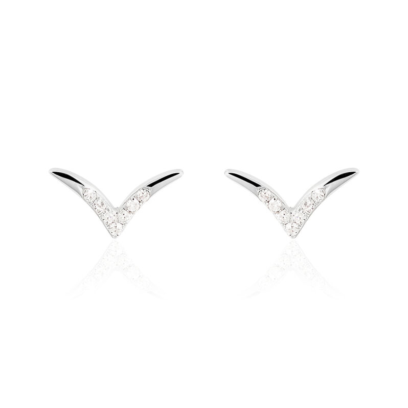 Boucles D'oreilles Puces Yassine Or Blanc Diamant - Spannringe Damen | OROVIVO