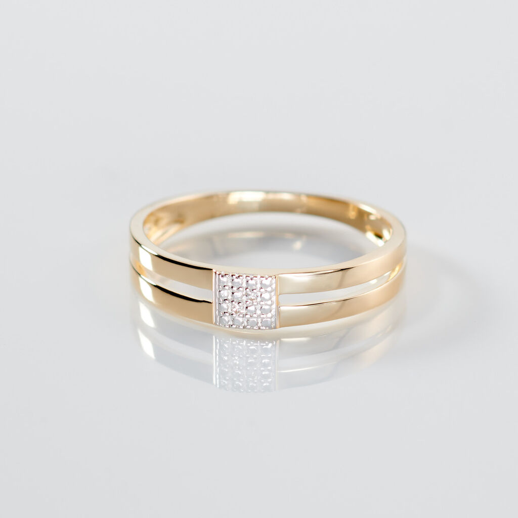 MINELLE Damen Ring Gold 375 (9 Karat) Diamant Wei&szlig; 0,01 ct Viereck