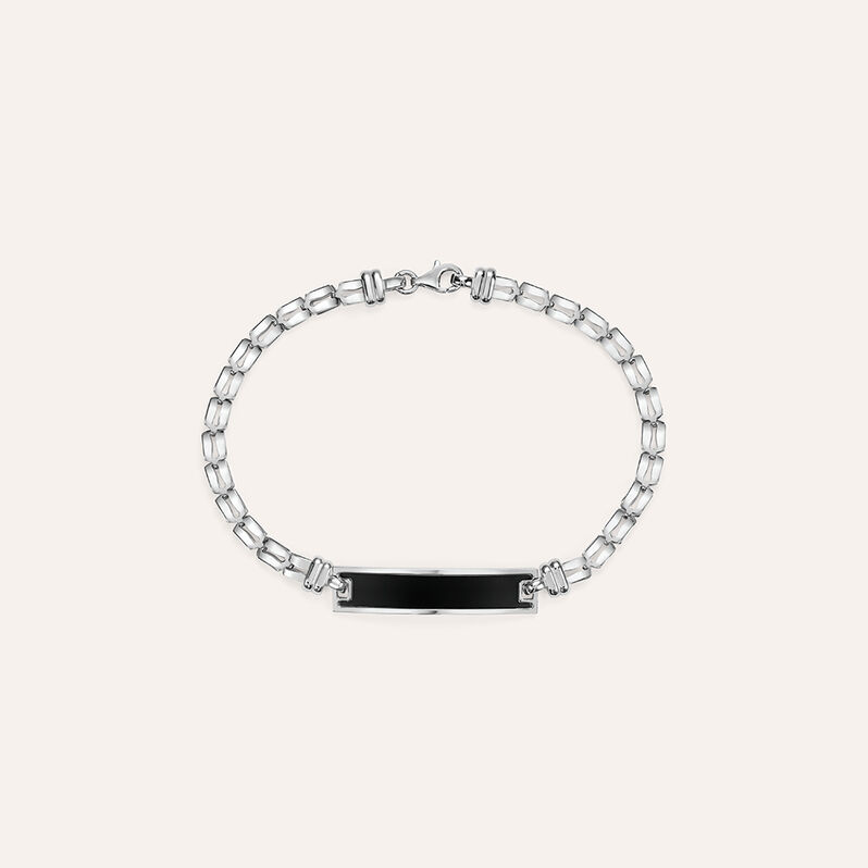 Bracciale Con Targhetta Gentleman Argento Rodiato - Spannringe Herren | OROVIVO