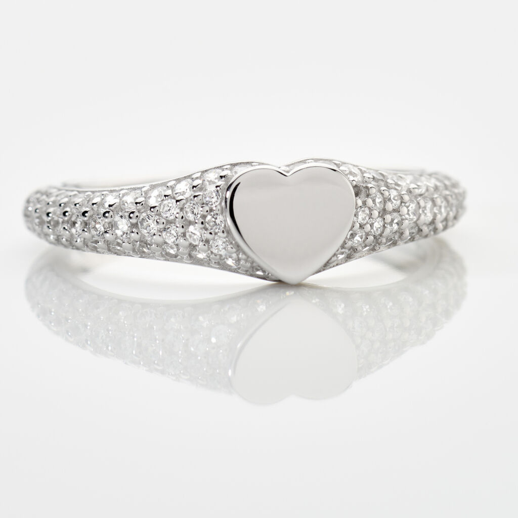 NOOR Damen Ring Silber 925 Zirkonia Wei&szlig; 0,14 ct Herz