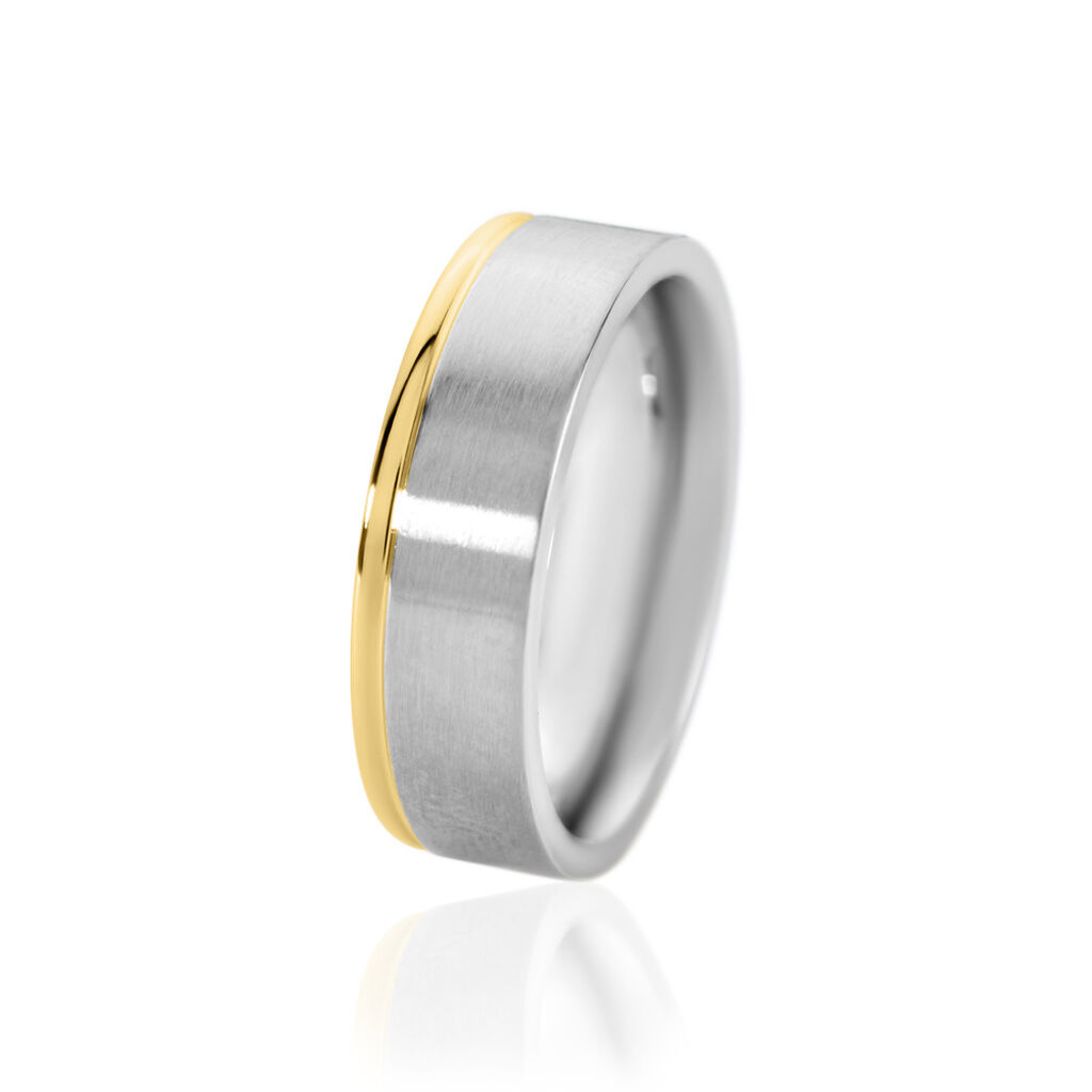 BOND Unisex Ring Edelstahl Bicolor Gold/Silber B 6 mm