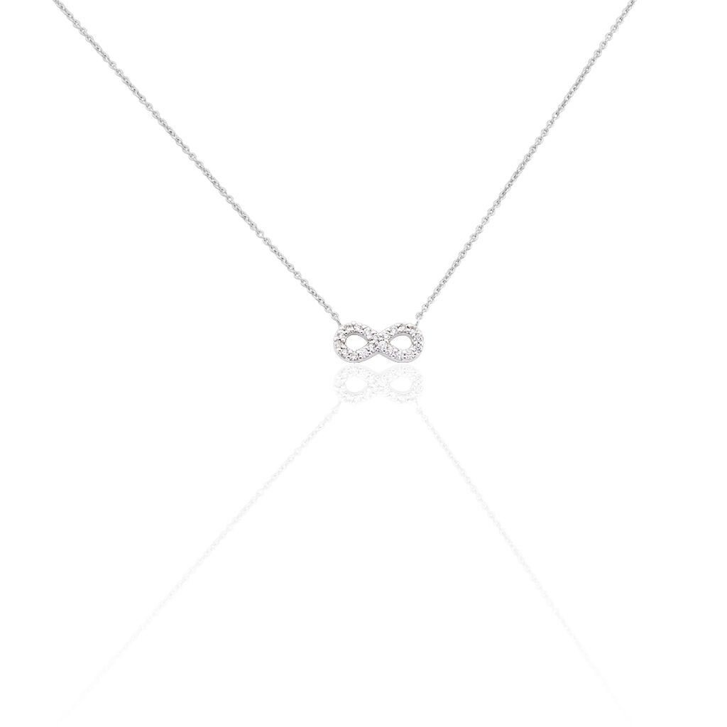 INFI INFINITY 3 Damen Collier Silber 925 Zirkonia Weiß Unendlichkeit, Collier mit Stein