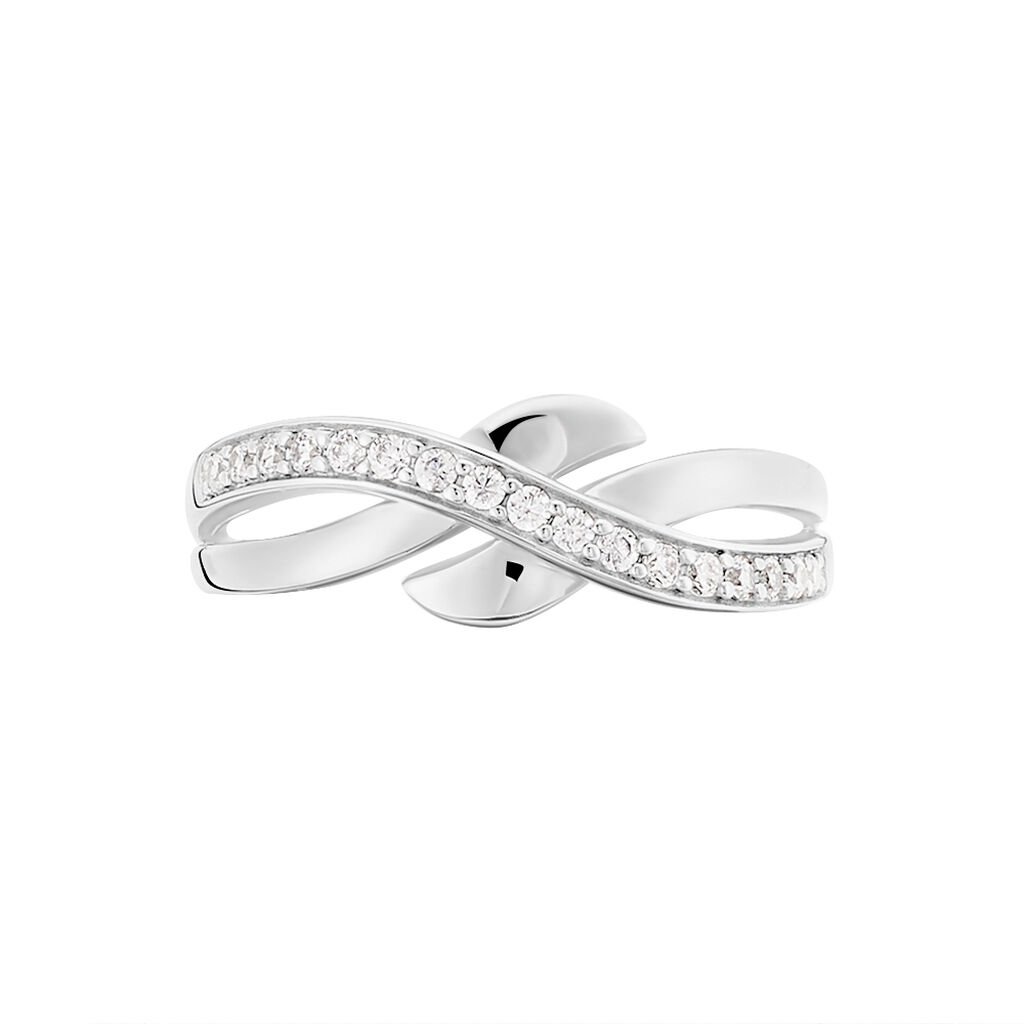 Damen Ring Silber 925 Zirkonia Wei&szlig; B 22 mm